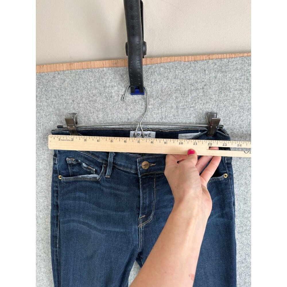 Frame Le Skinny De Jeanne Jeans Blue Medium Wash 29 Wooster Frayed Distressed - Picture 9 of 16